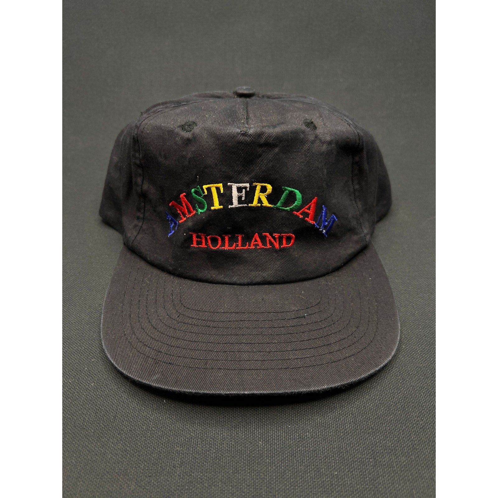 Vintage 1990s Amsterdam Holland Snapback Hat – Rainbow Embroidery, Heady Cap