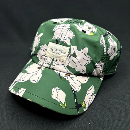 Rag & Bone New York Floral Strapback Hat Green Magnolia Print Cap