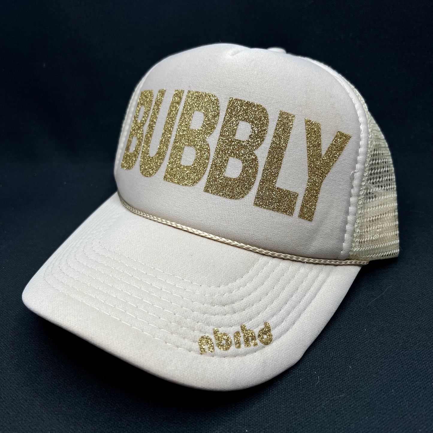 Retro Bubbly Gold Glitter Trucker Snapback NBRHD Neighborhood Laguna Hat