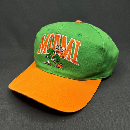 Vintage Miami Hurricanes Split Color Snapback Hat Mascot Logo