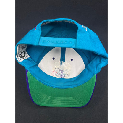 Vintage Charlotte Hornets Hat – Grossman Cap Co 100% Wool Teal & Purple Snapback