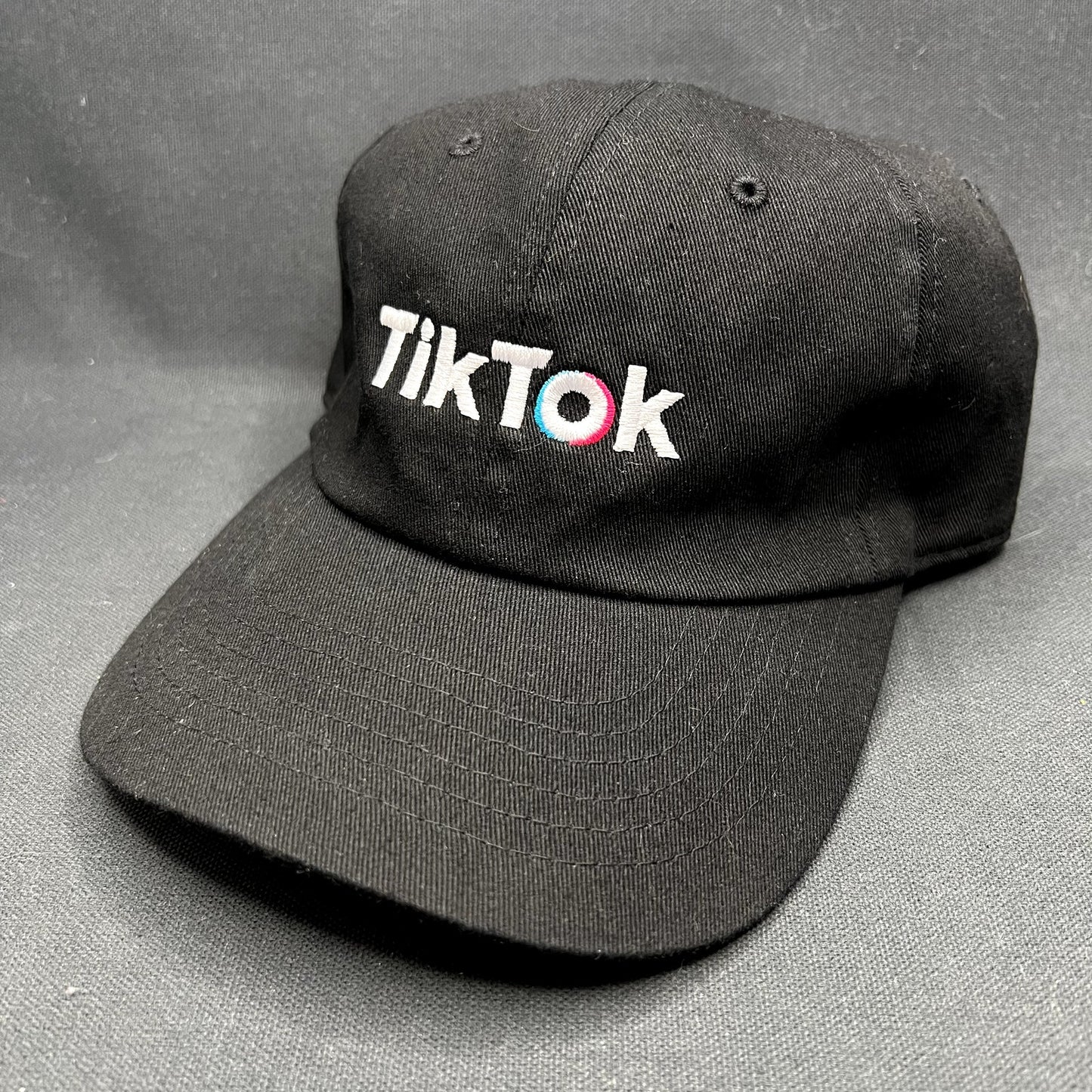 TikTok Logo Black Strapback Hat Social Media Promo Dad Cap