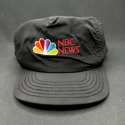 Vintage 90s NBC News Snapback Hat Made in USA C&R Sportswear Black Cap