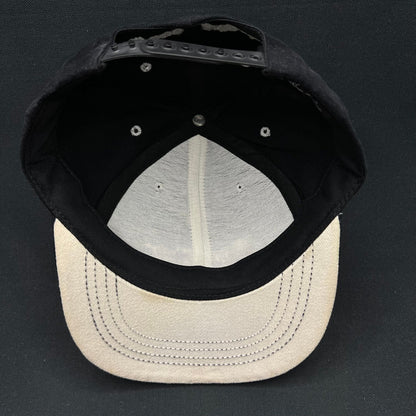 Vintage Snack Bar Snapback Hat Black Purple Script 90s USA