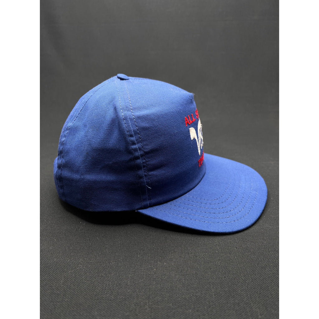 Vintage 1980s Visa “All Star Team” Blue Mesh Trucker Hat – Made in USA