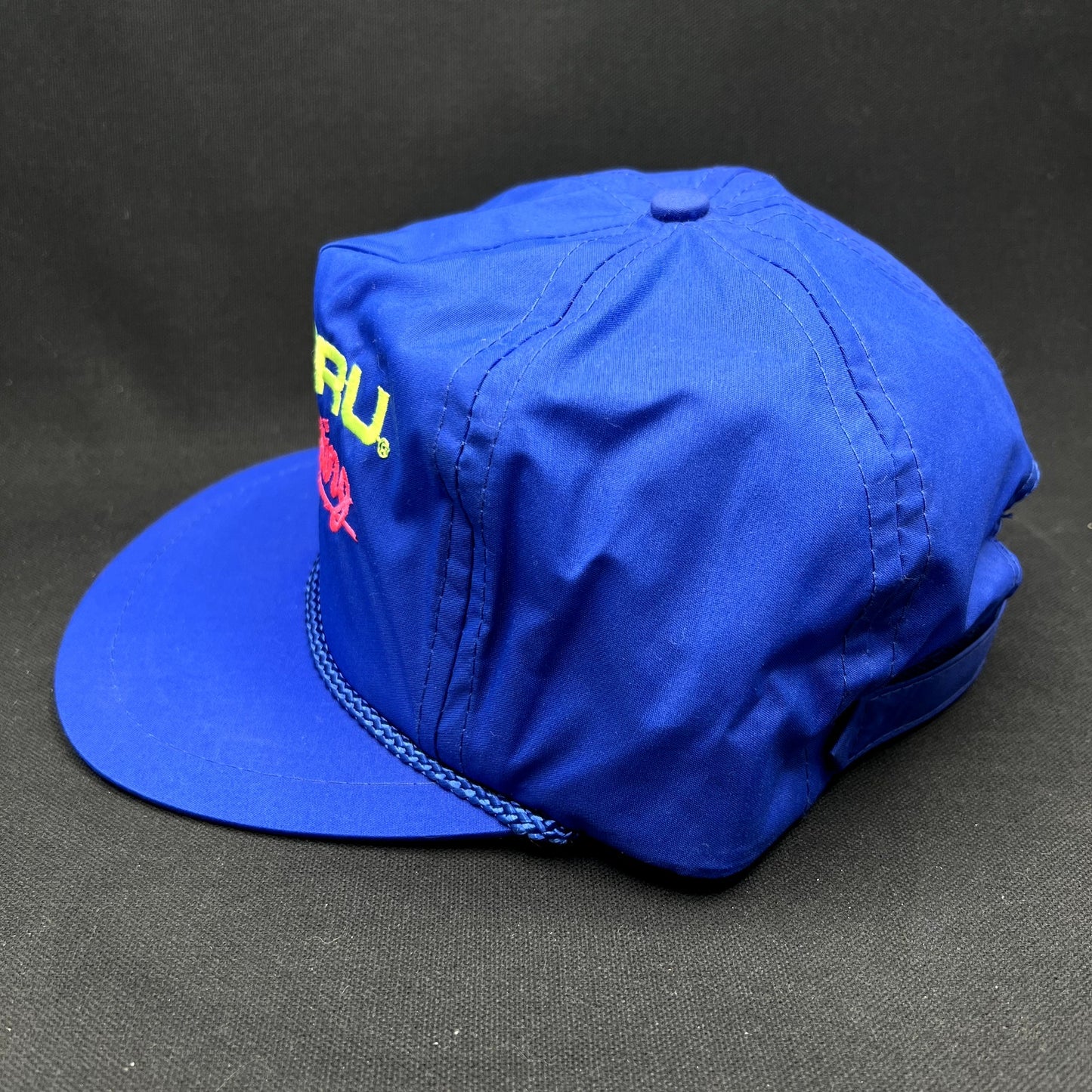 Vintage Subaru Ski Racing Strapback Hat Blue Bump Bonnets USA