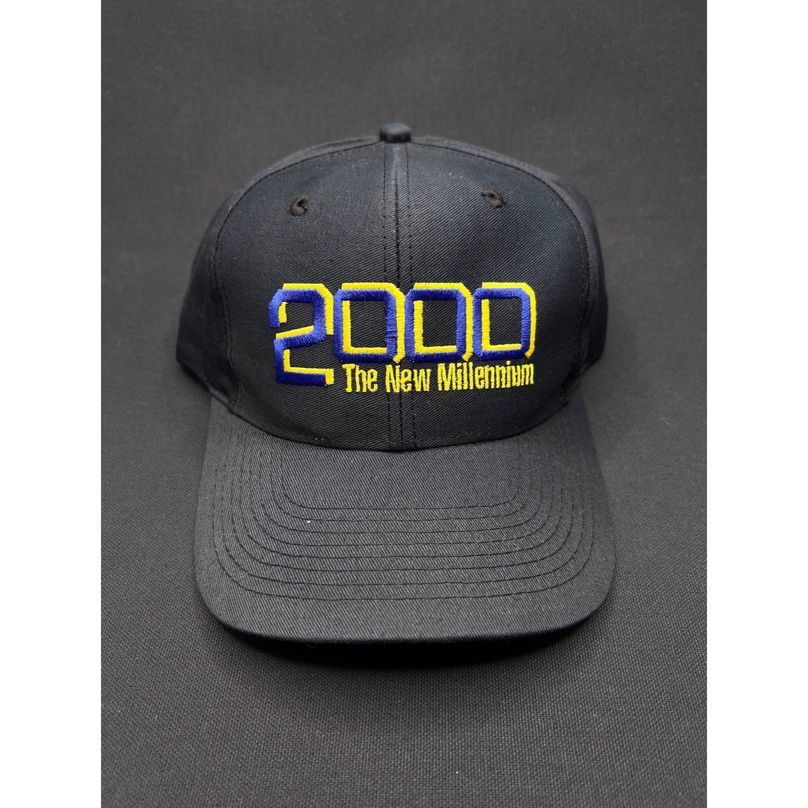 Vintage Y2K “2000 The New Millennium” Hat – Black & Yellow Embroidered Snapback by Falcon Headwear