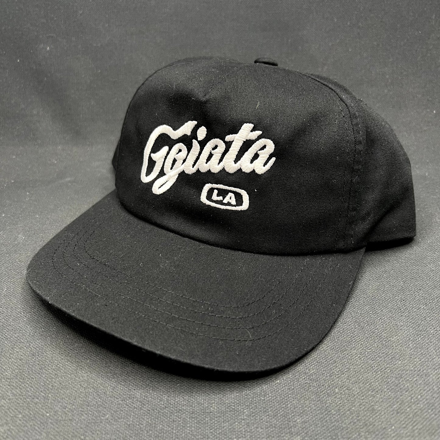 Ggiata LA Snapback Hat Black Script Logo Yupoong Cap