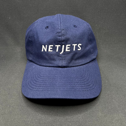 NetJets Private Aviation Leather Strapback Hat Corporate Pilot Jet Cap