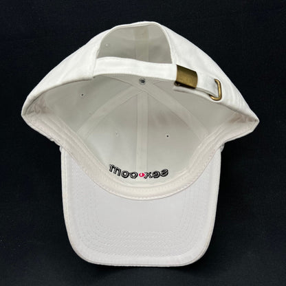 Sex.com White Strapback Hat Minimal Logo Adult Promo Cap Clean
