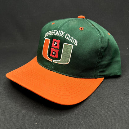 Vintage Miami Hurricanes Hurricane Club Snapback Hat Green Orange