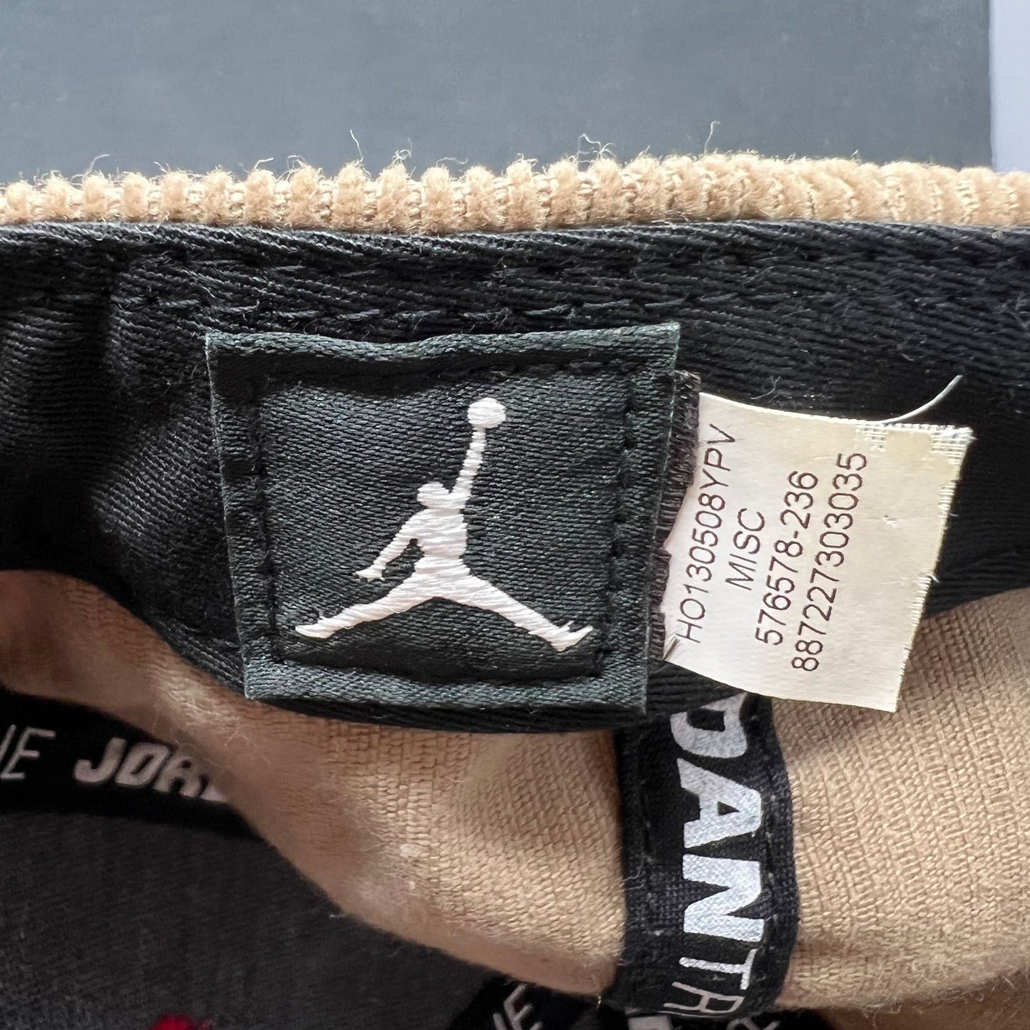 Nike Air Jordan Corduroy Patch Strapback Hat Black Red Tan