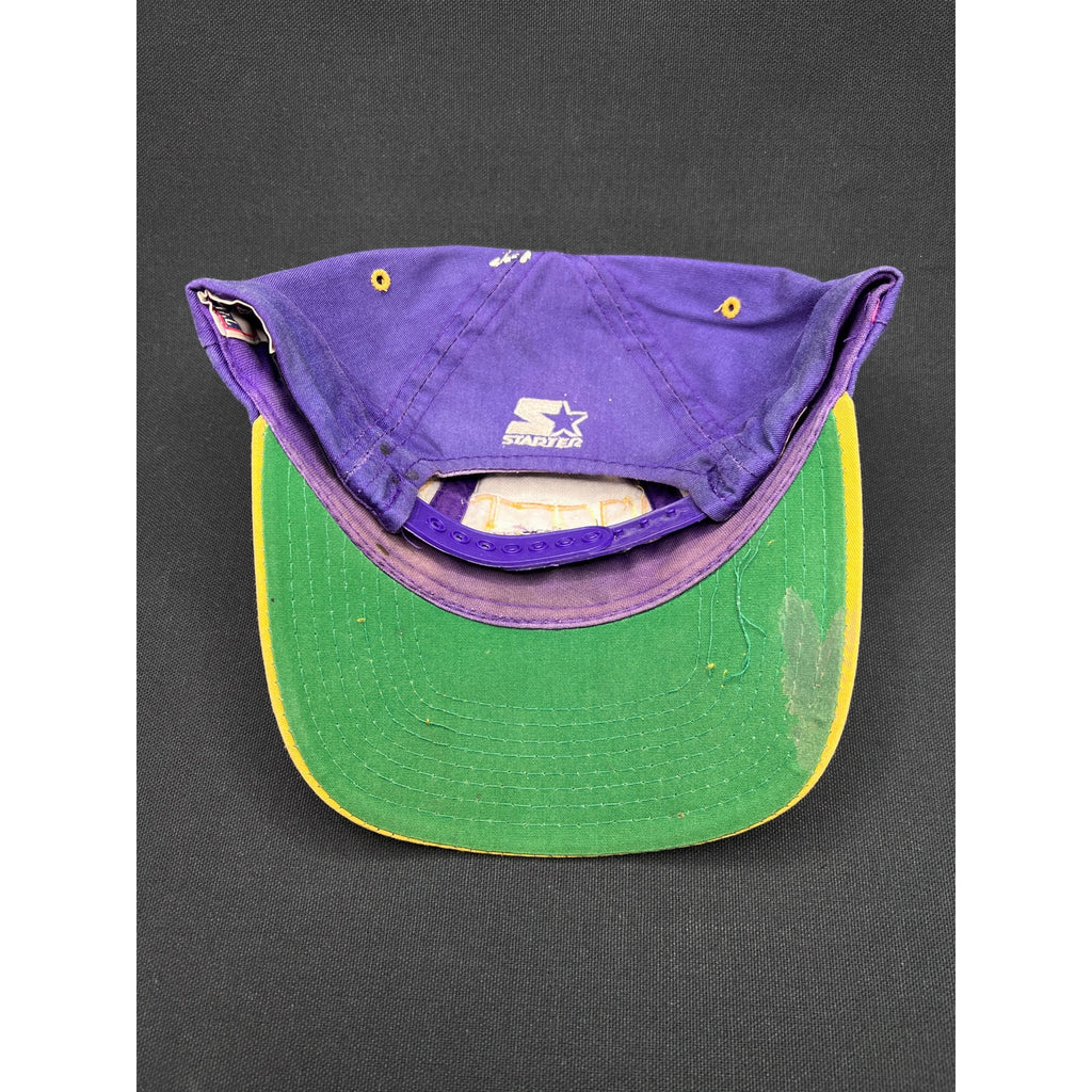 Rare Vintage 90s LA Lakers Starter Snapback Hat Tri Power Purple Gold Well Loved