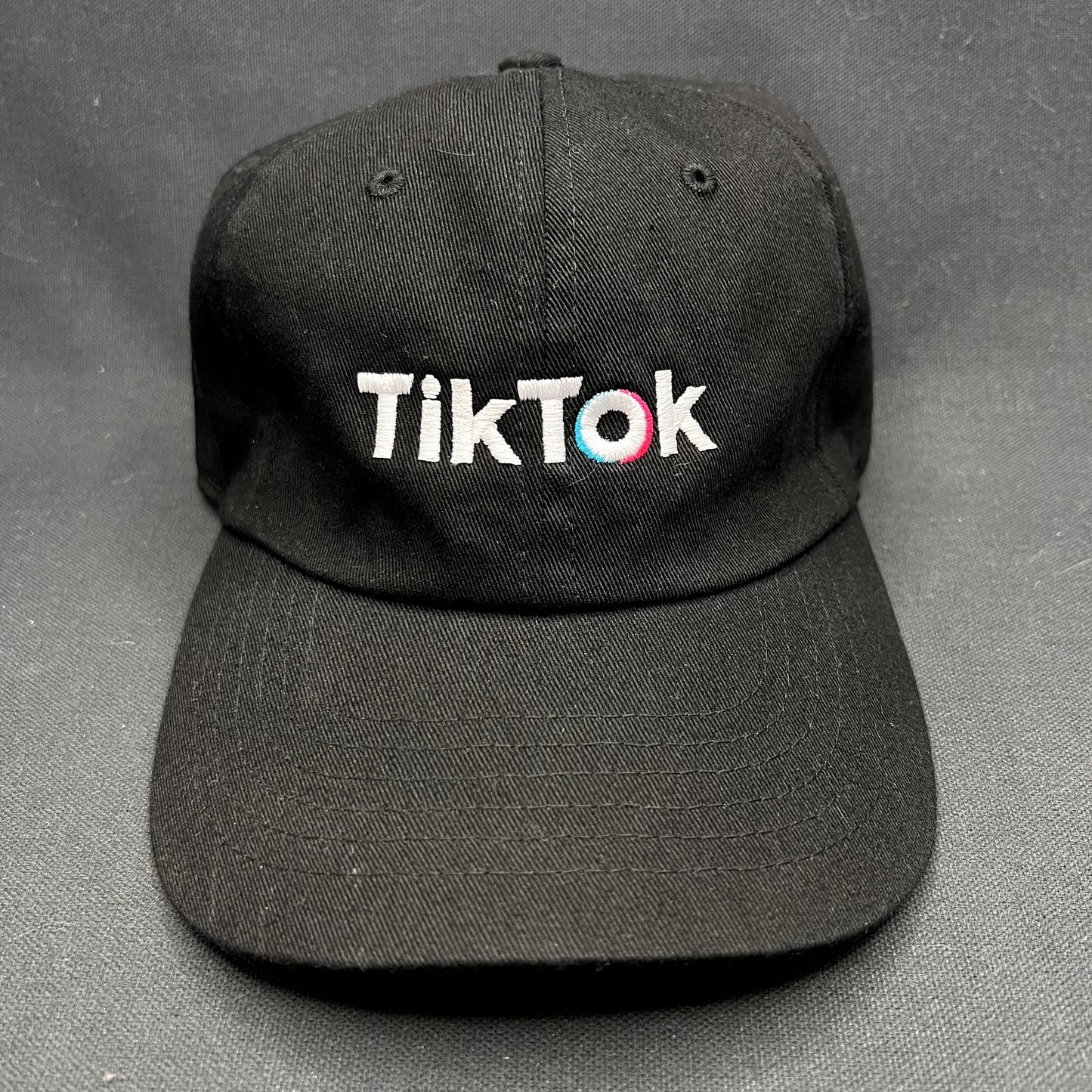 TikTok Logo Black Strapback Hat Social Media Promo Dad Cap