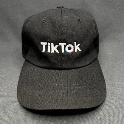 TikTok Logo Black Strapback Hat Social Media Promo Dad Cap