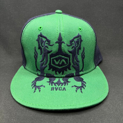 7 1/4 Y2K RVCA Crest Logo Snapback Hat Black White Pinstripe Brim