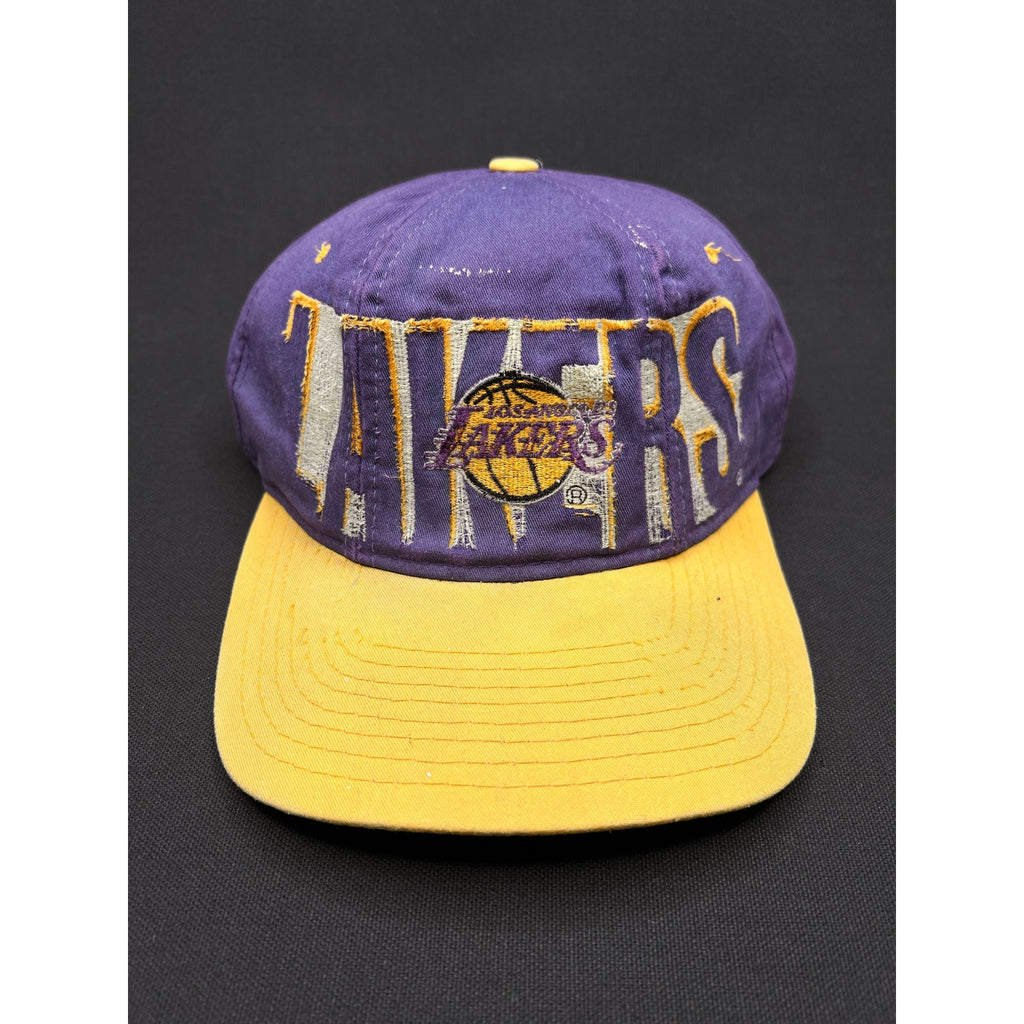 Rare Vintage 90s LA Lakers Starter Snapback Hat Tri Power Purple Gold Well Loved