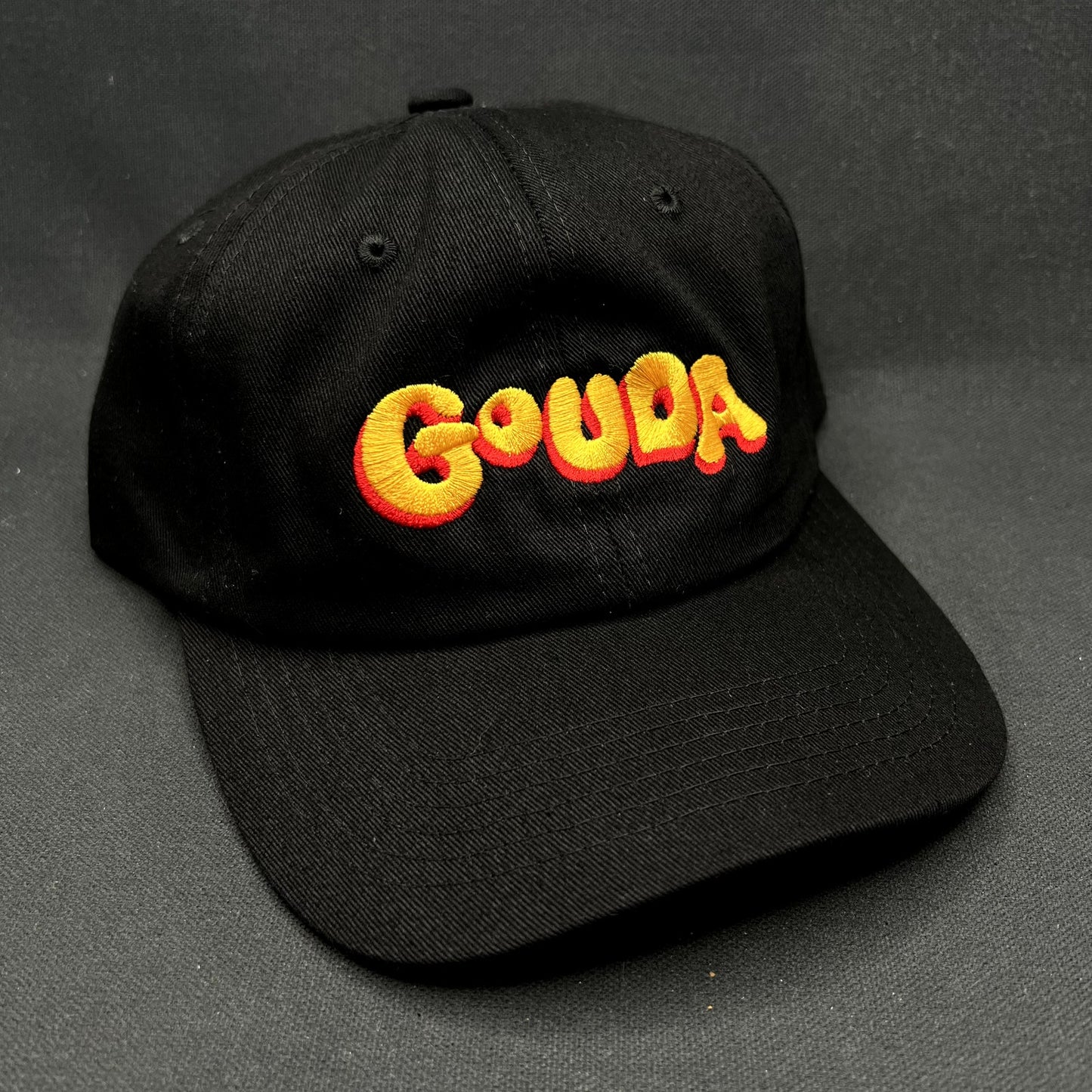 Mister Parmesan Gouda Cheese Logo Strapback Hat Black Los Angeles