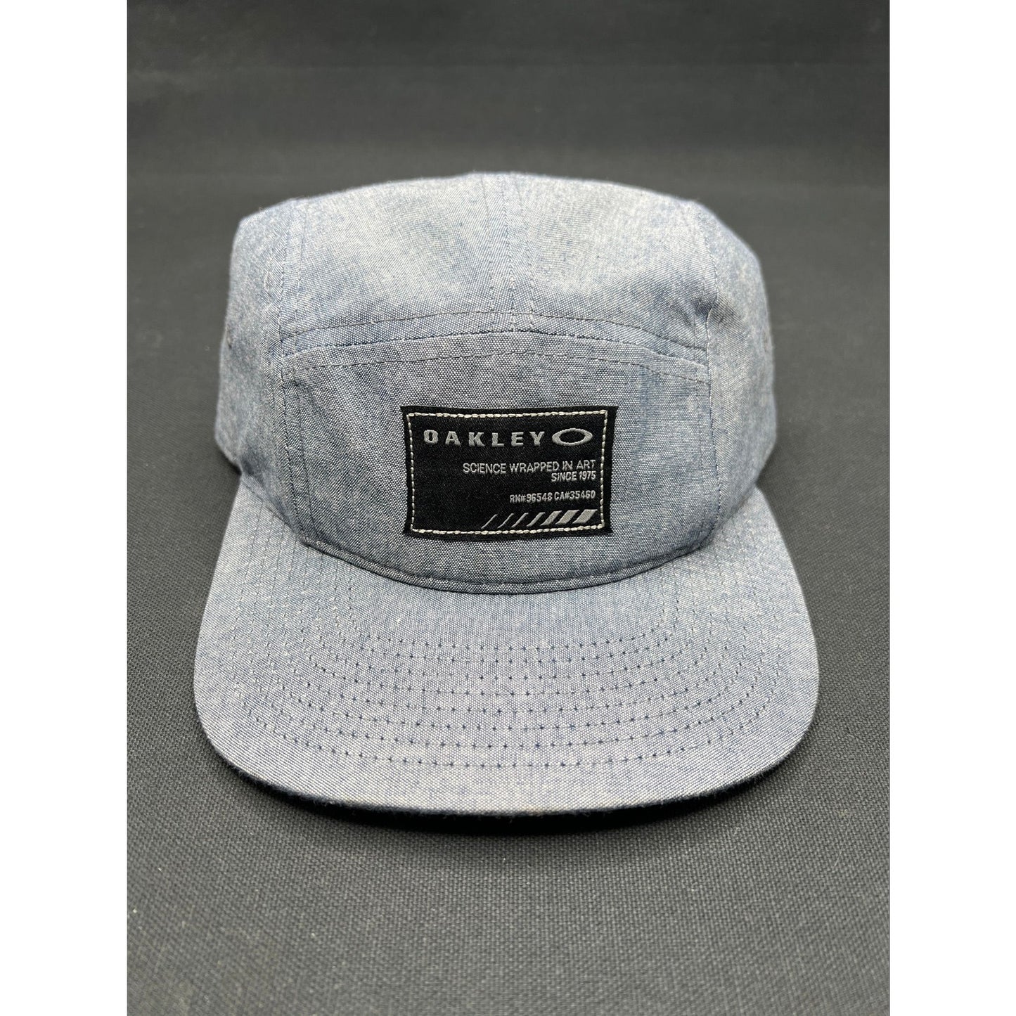 Oakley “Science Wrapped in Art” 5-Panel Cap – Light Denim Chambray Adjustable