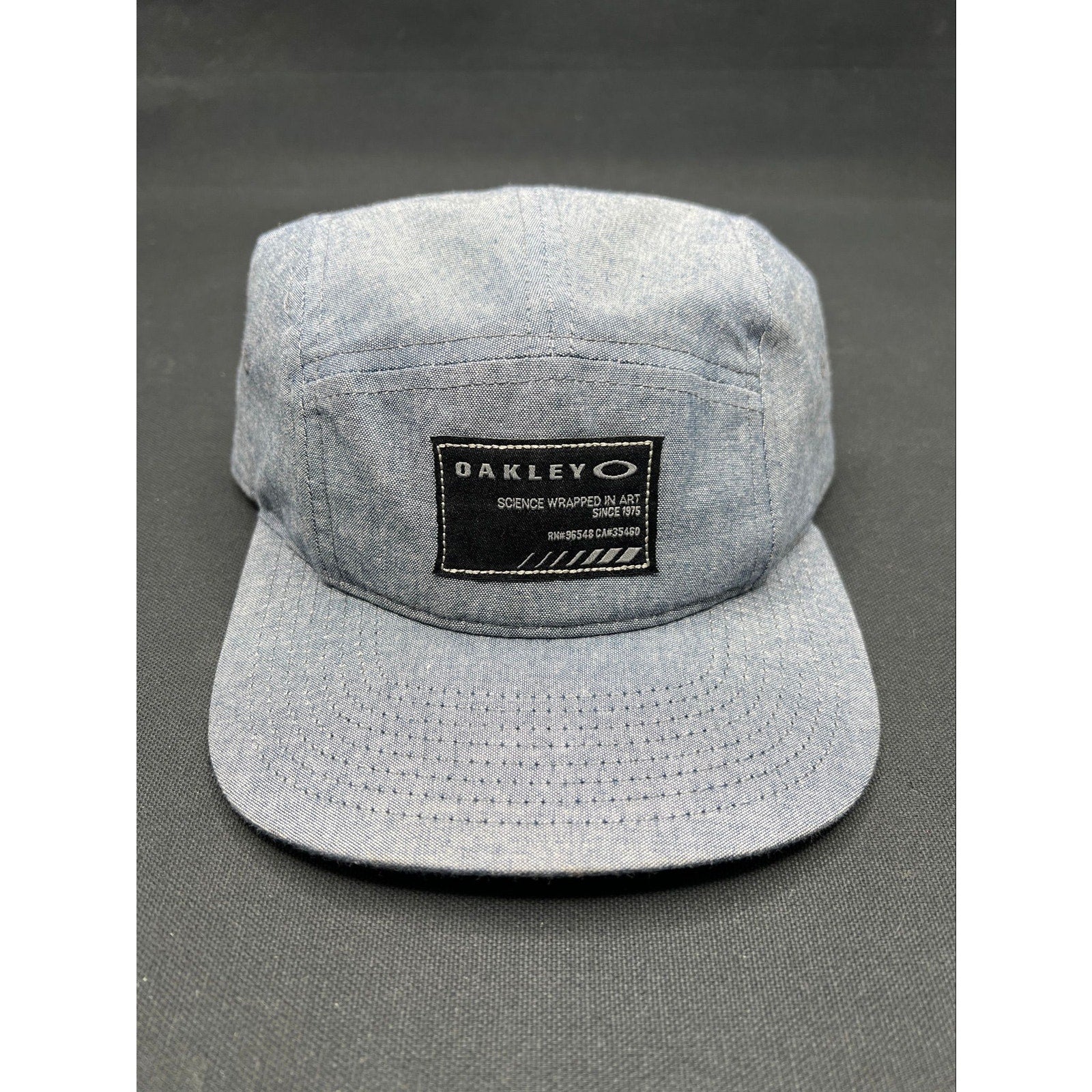 Oakley “Science Wrapped in Art” 5-Panel Cap – Light Denim Chambray Adjustable