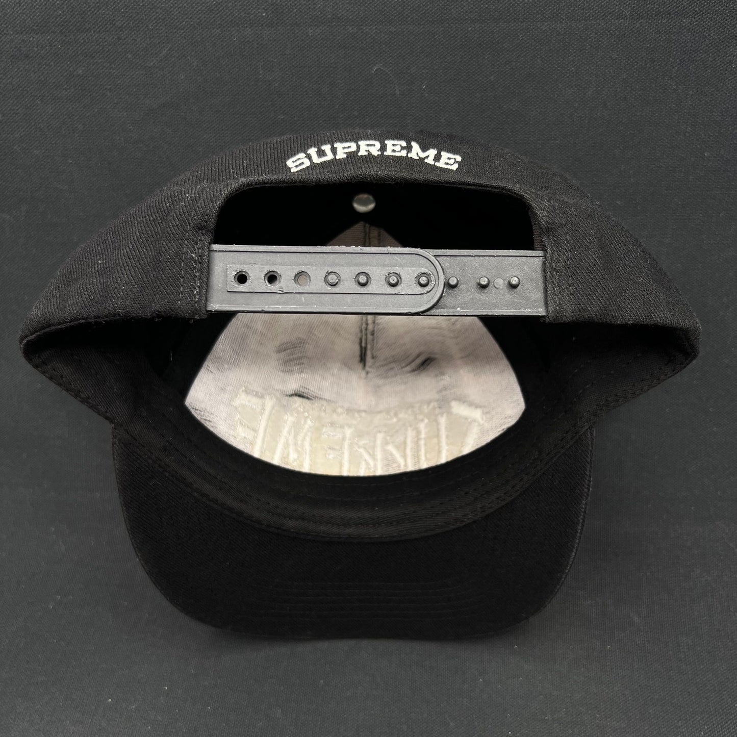 Supreme New York Bones Logo Snapback Hat Black USA Made