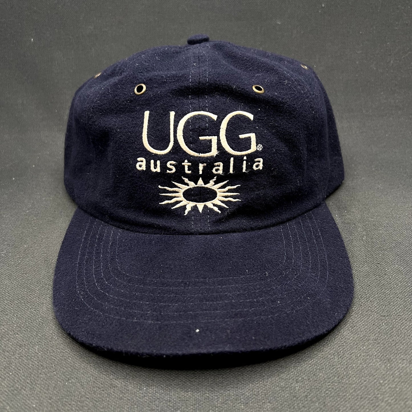 Vintage UGG Australia Strapback Hat Navy Blue Embroidered Logo Cotton Adjustable