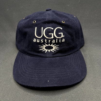 Vintage UGG Australia Strapback Hat Navy Blue Embroidered Logo Cotton Adjustable
