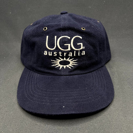 Vintage UGG Australia Strapback Hat Navy Blue Embroidered Logo Cotton Adjustable