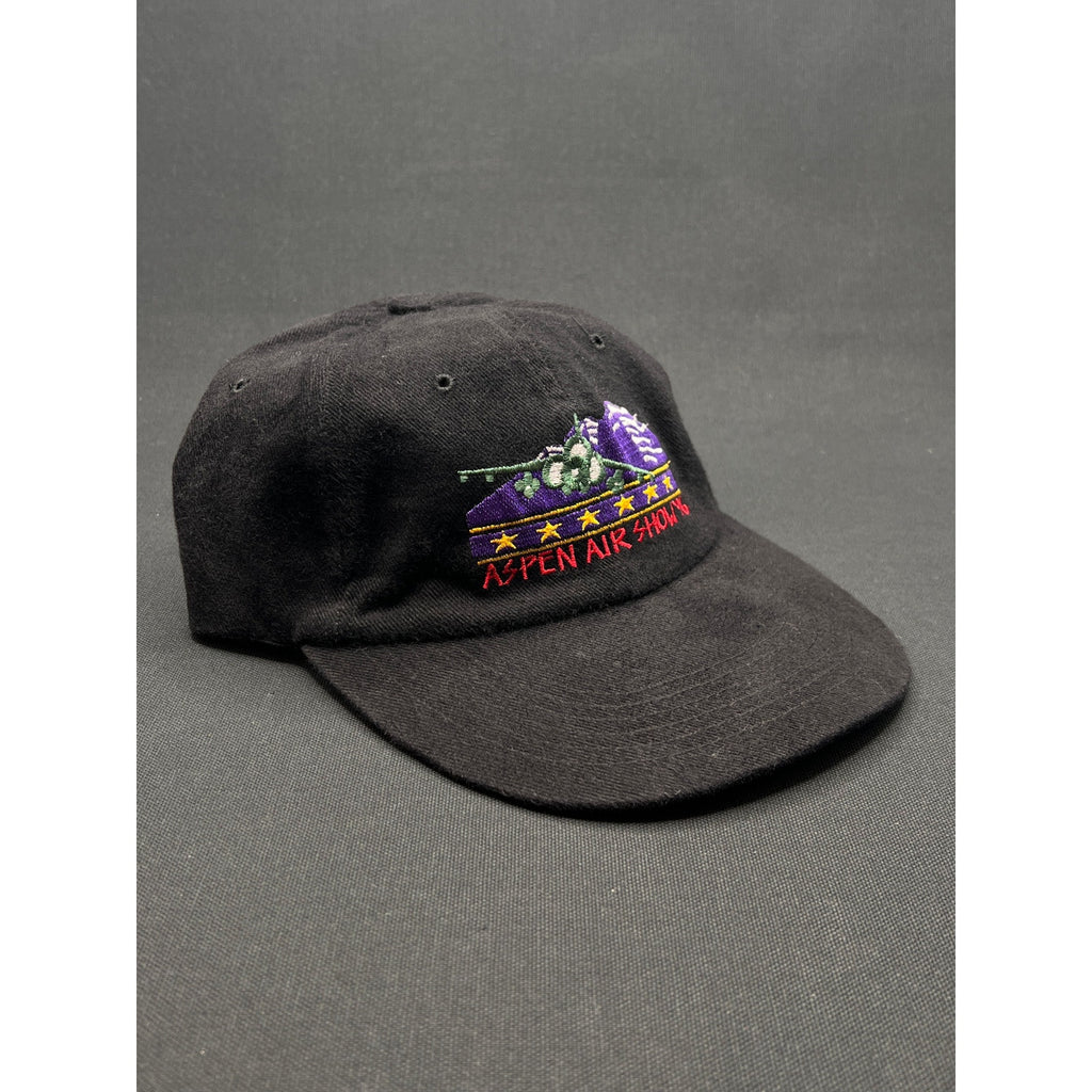 Vintage Aspen Air Show ’96 Strapback Hat – Black Embroidered Cap