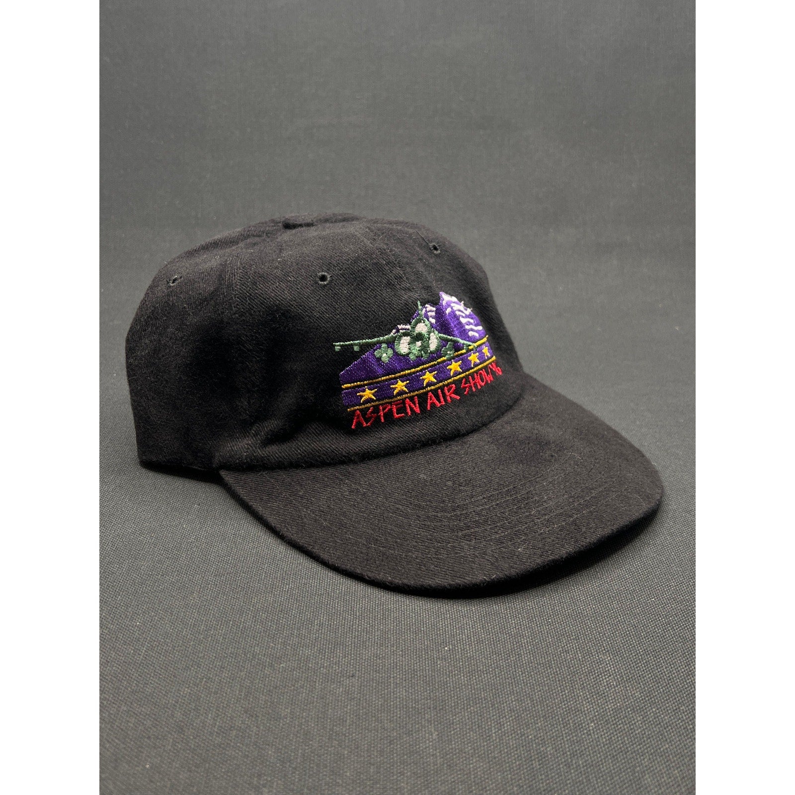 Vintage Aspen Air Show ’96 Strapback Hat – Black Embroidered Cap