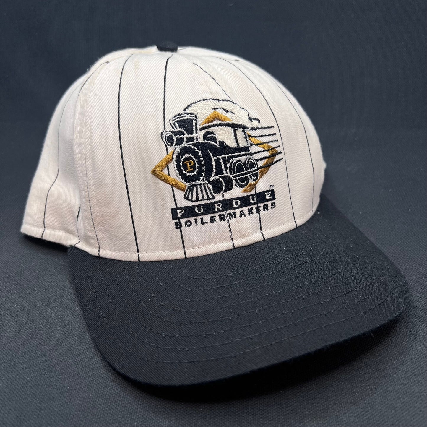 Vintage Purdue Boilermakers Pinstripe Snapback Hat Made in USA