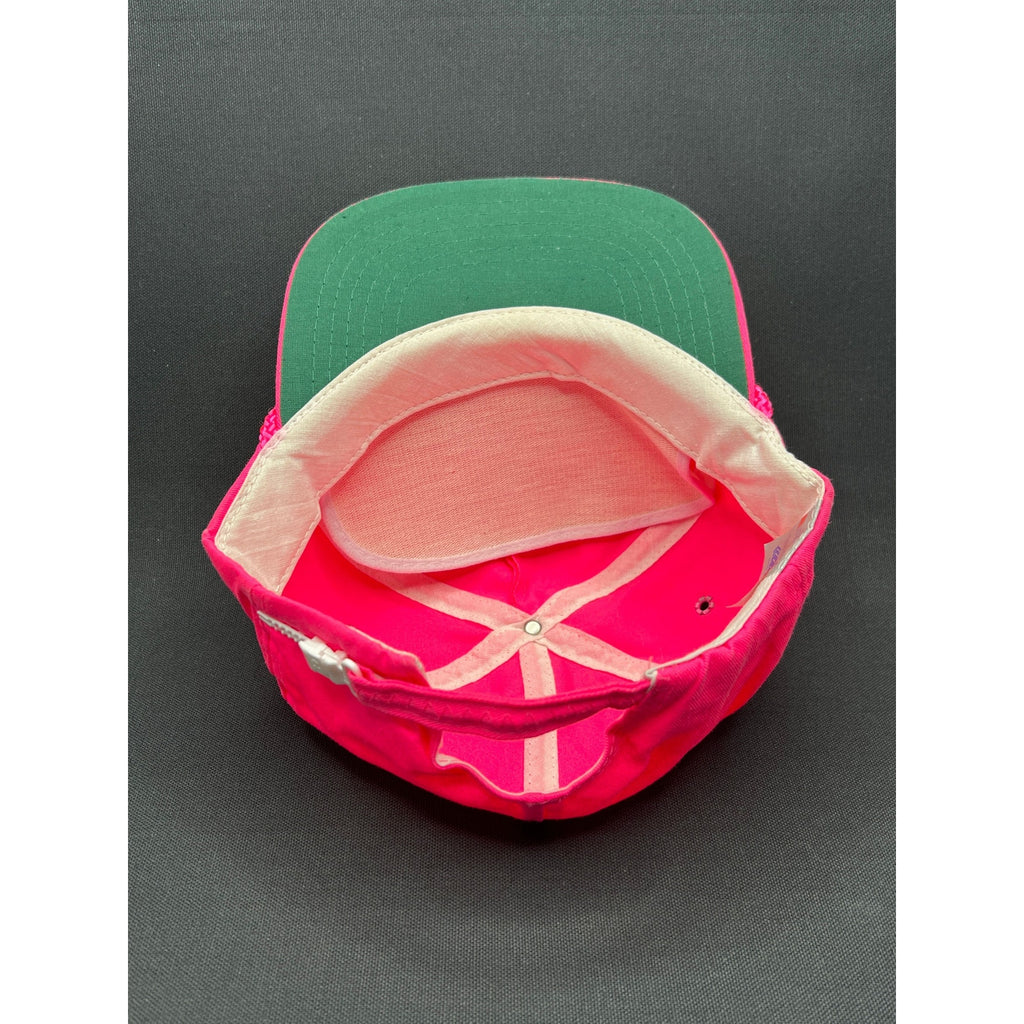 Vintage 1980s Norway Beach Cass Lake Minnesota Zipperback Hat – Neon Pink Rope