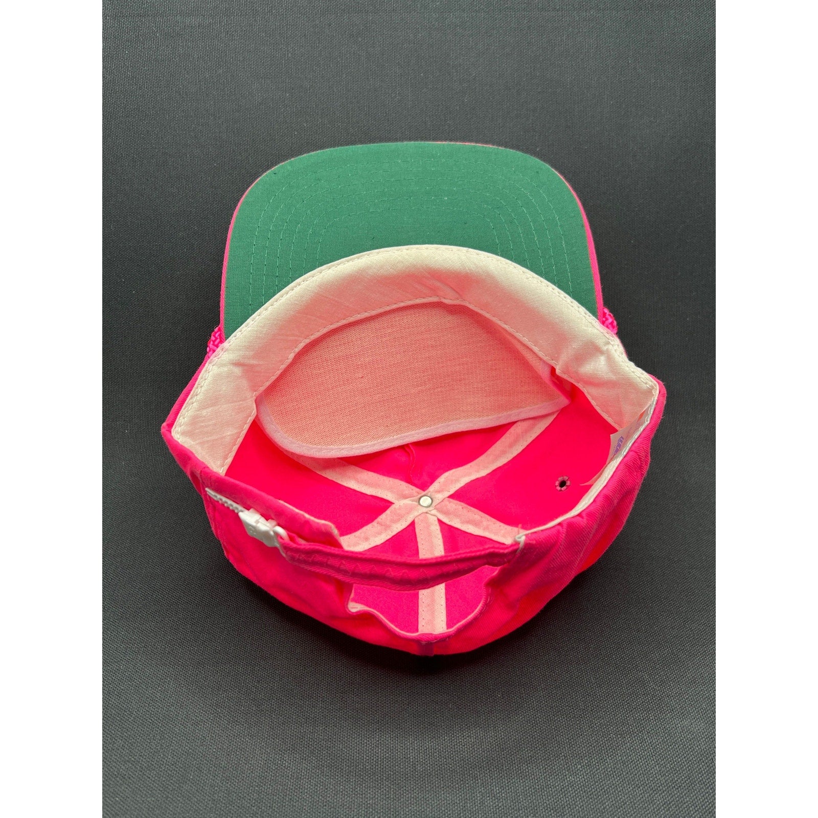 Vintage 1980s Norway Beach Cass Lake Minnesota Zipperback Hat – Neon Pink Rope