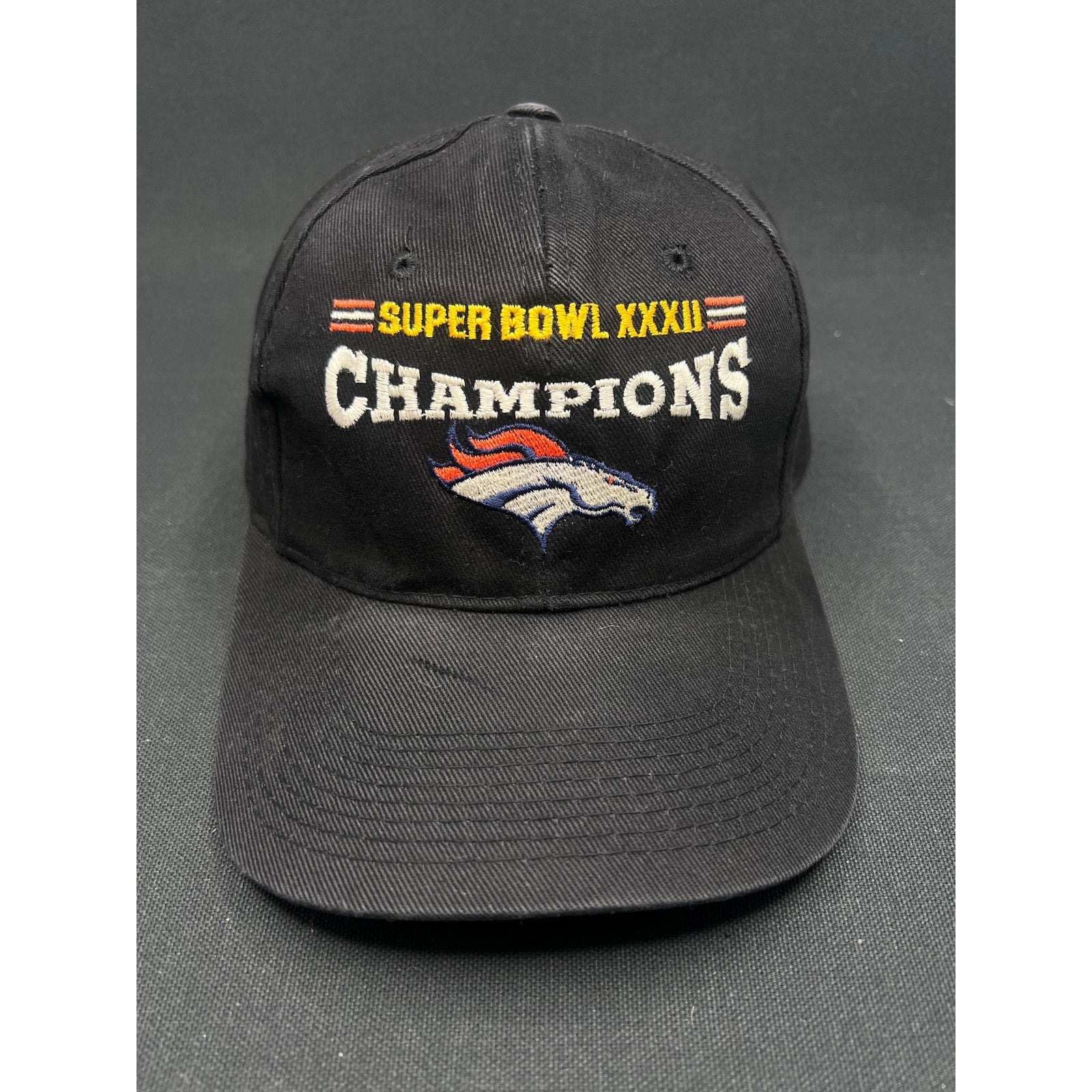 Vintage 1998 Denver Broncos Super Bowl XXXII Champions Hat – Headmaster Black Strapback