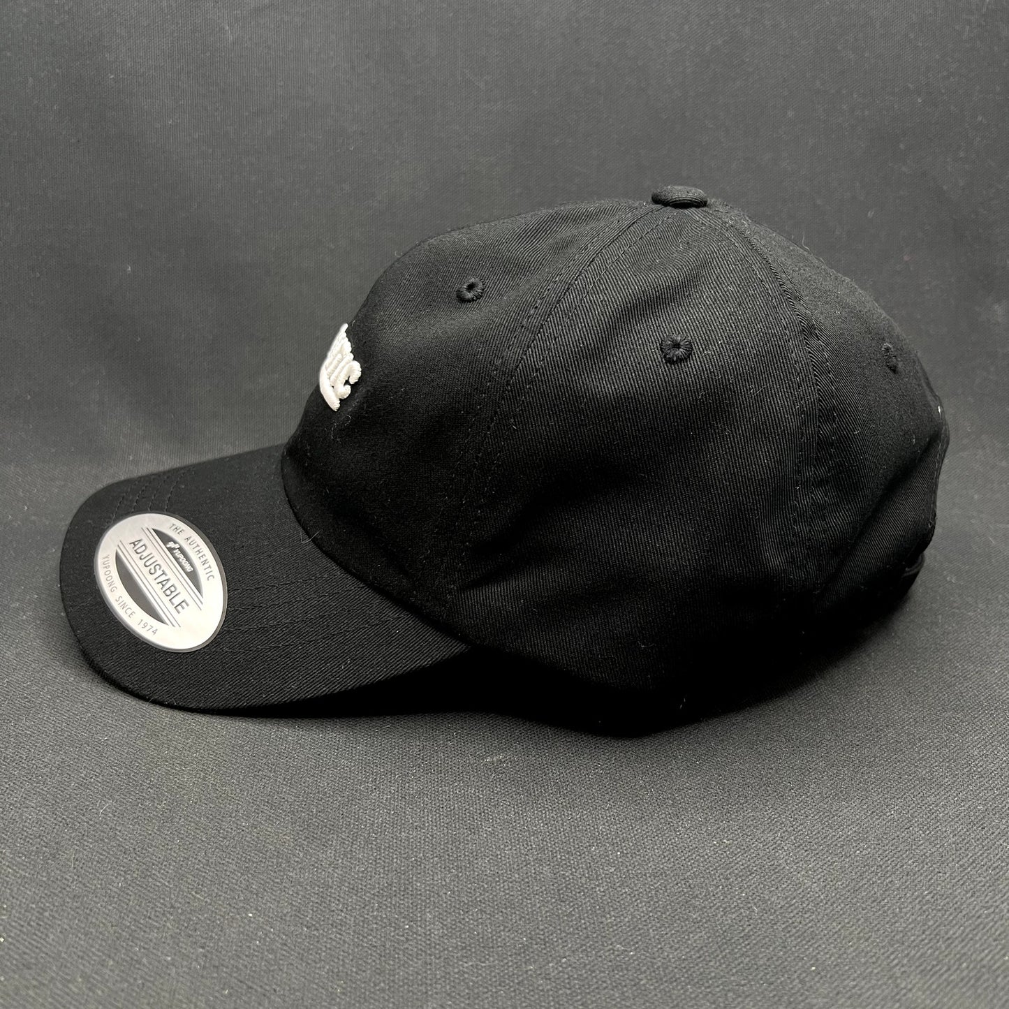 Atlantic Script Logo Strapback Hat Black Yupoong Classics Dad Cap