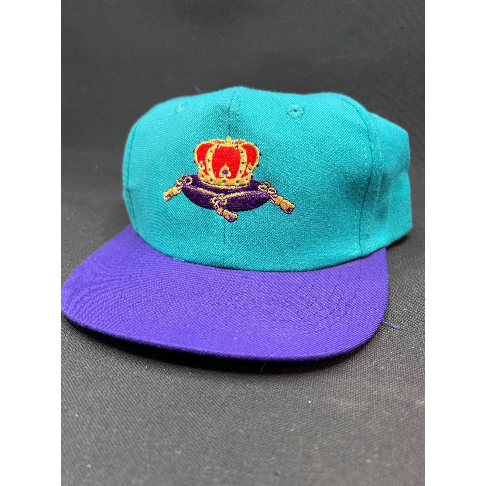 Vintage 90s Crown Royal Snapback Hat Teal Purple Embroidered Logo Taiwan