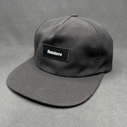 Finisterre 5 Panel Strapback Hat Black Recycled Canvas Patch Cap
