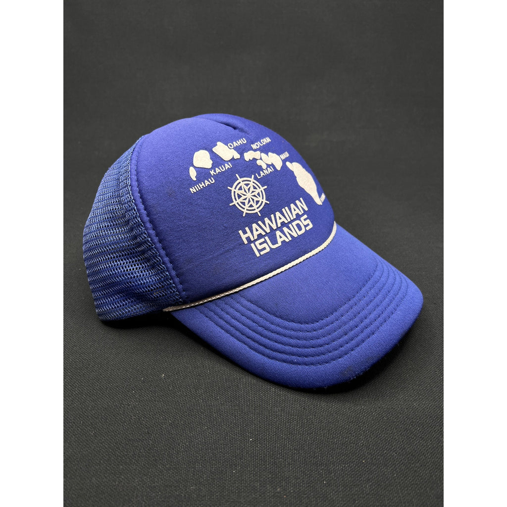 Vintage Hawaiian Islands Map Trucker Hat – Royal Blue Mesh Snapback