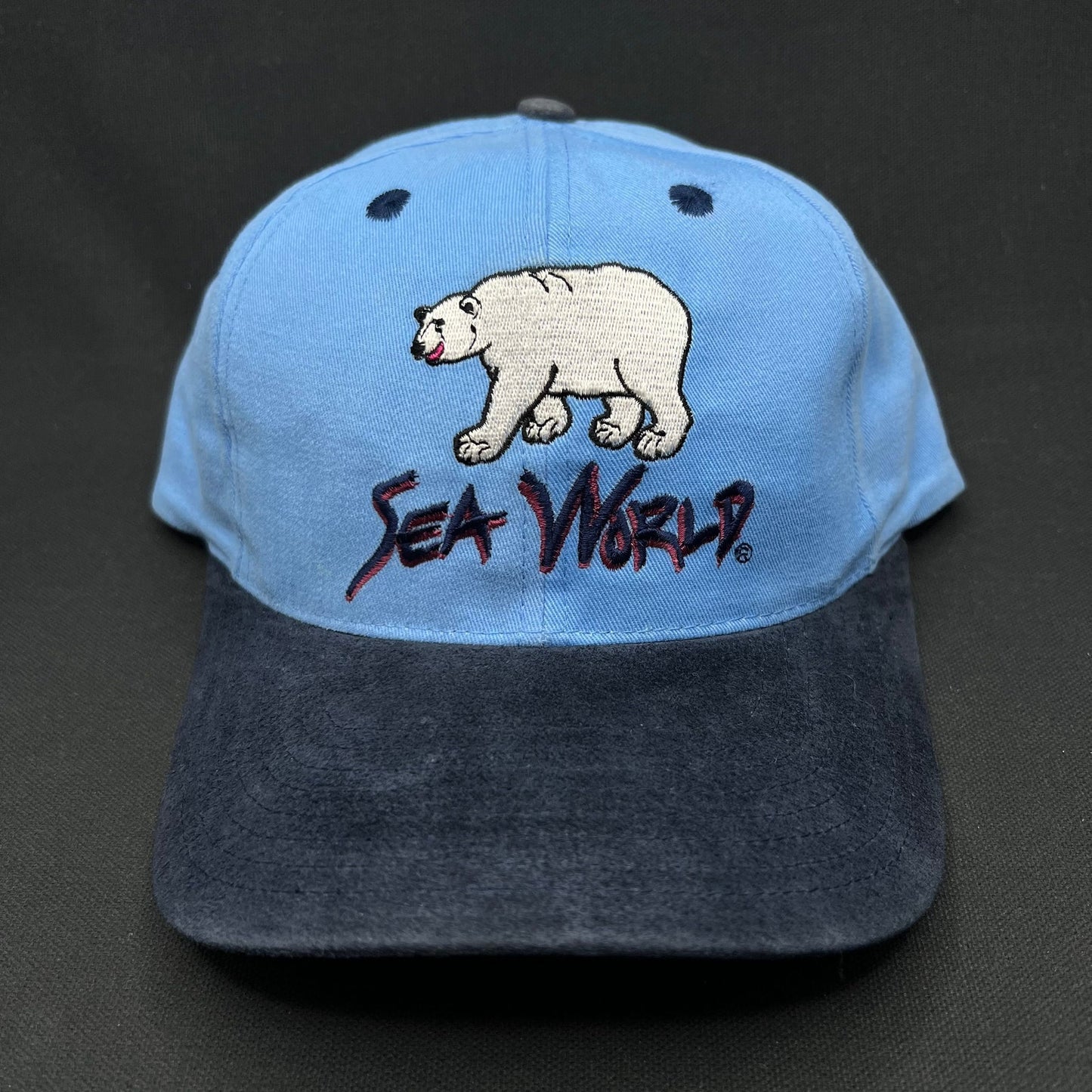 Vintage SeaWorld Polar Bear Snapback Blue Strapback Hat USA Theme Park
