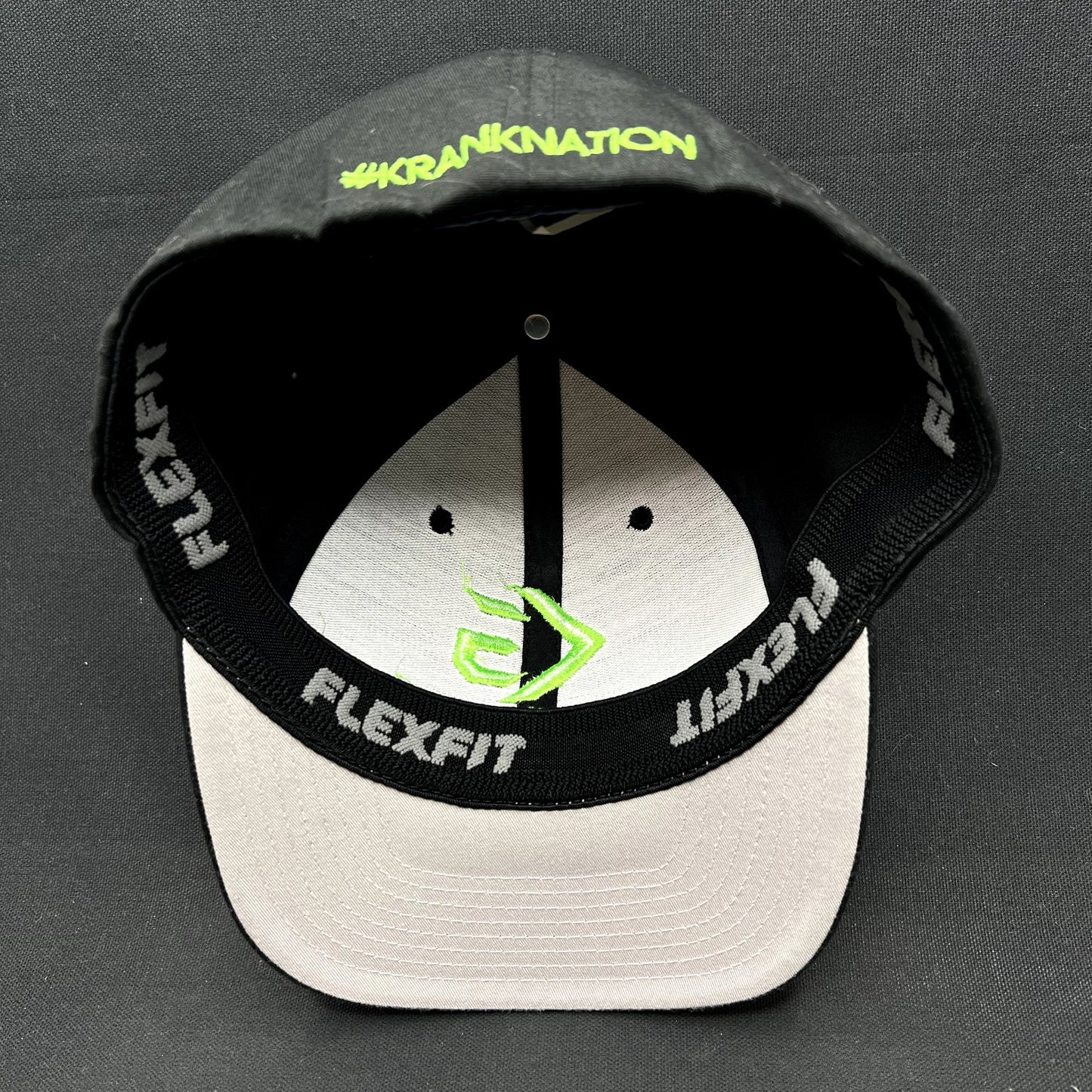 Krank Golf Flexfit L/XL Fitted Hat Black Green #KrankNation Golf Cap
