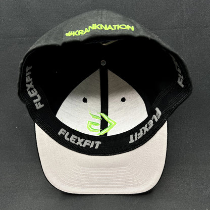 Krank Golf Flexfit L/XL Fitted Hat Black Green #KrankNation Golf Cap