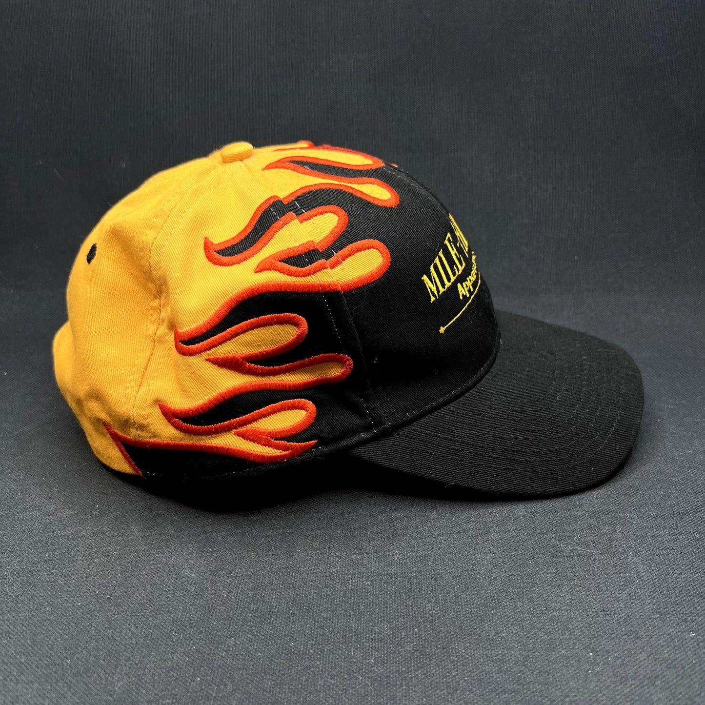 Vintage Mile-Hi Fire Apparatus Flame Strapback Hat Firefighter Wildland Helicopter Cap