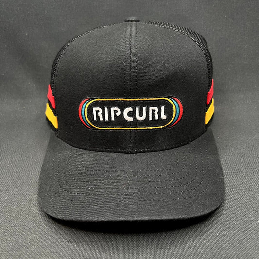 Rip Curl High Profile Trucker Snapback Hat Black Retro Surf Cap