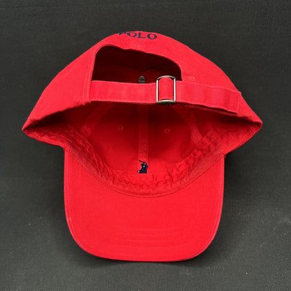 Vintage Polo Ralph Lauren Red Strapback Pony Hat Cap Classic Cotton