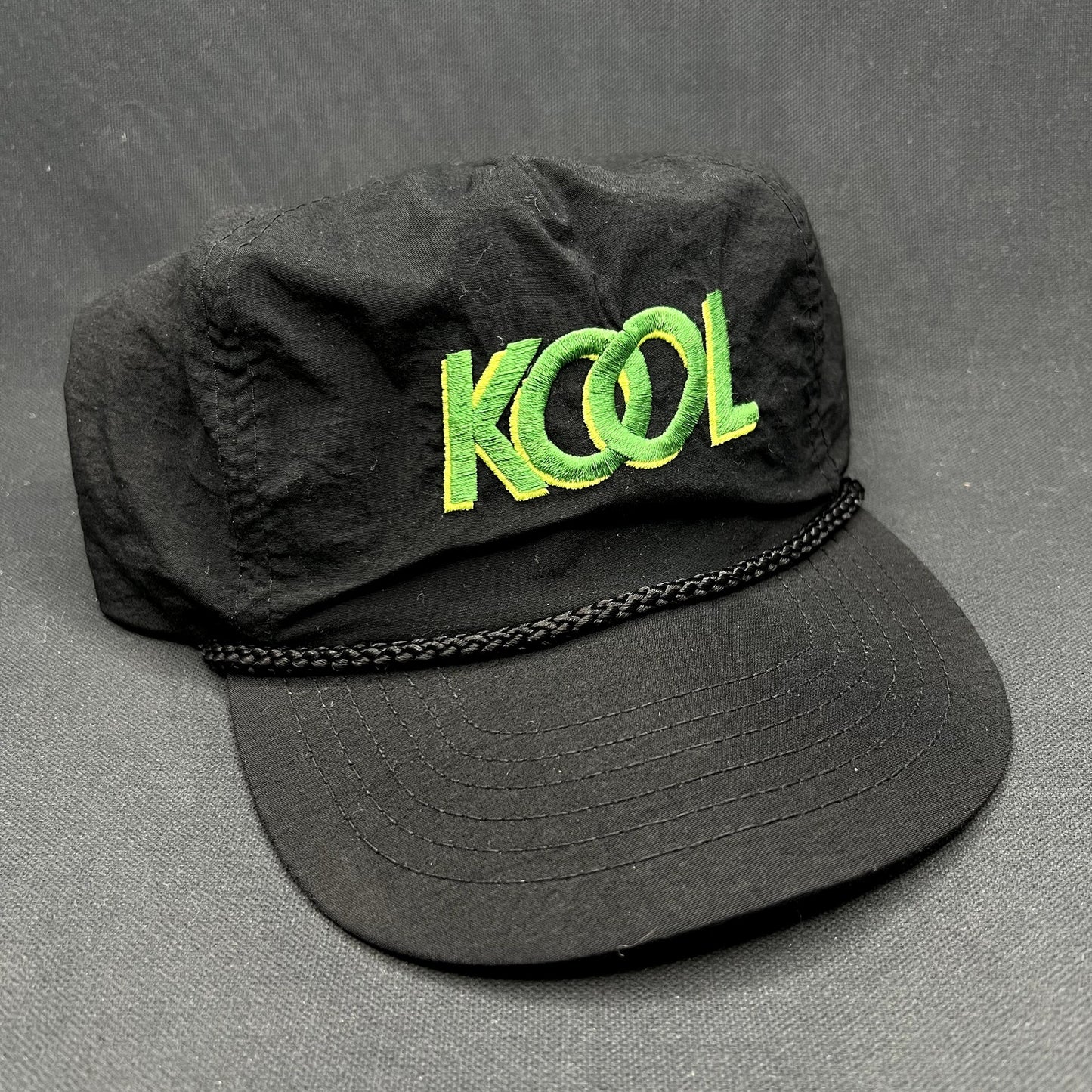 Vintage KOOL Cigarettes Snapback Hat Black Nylon Rope Cap