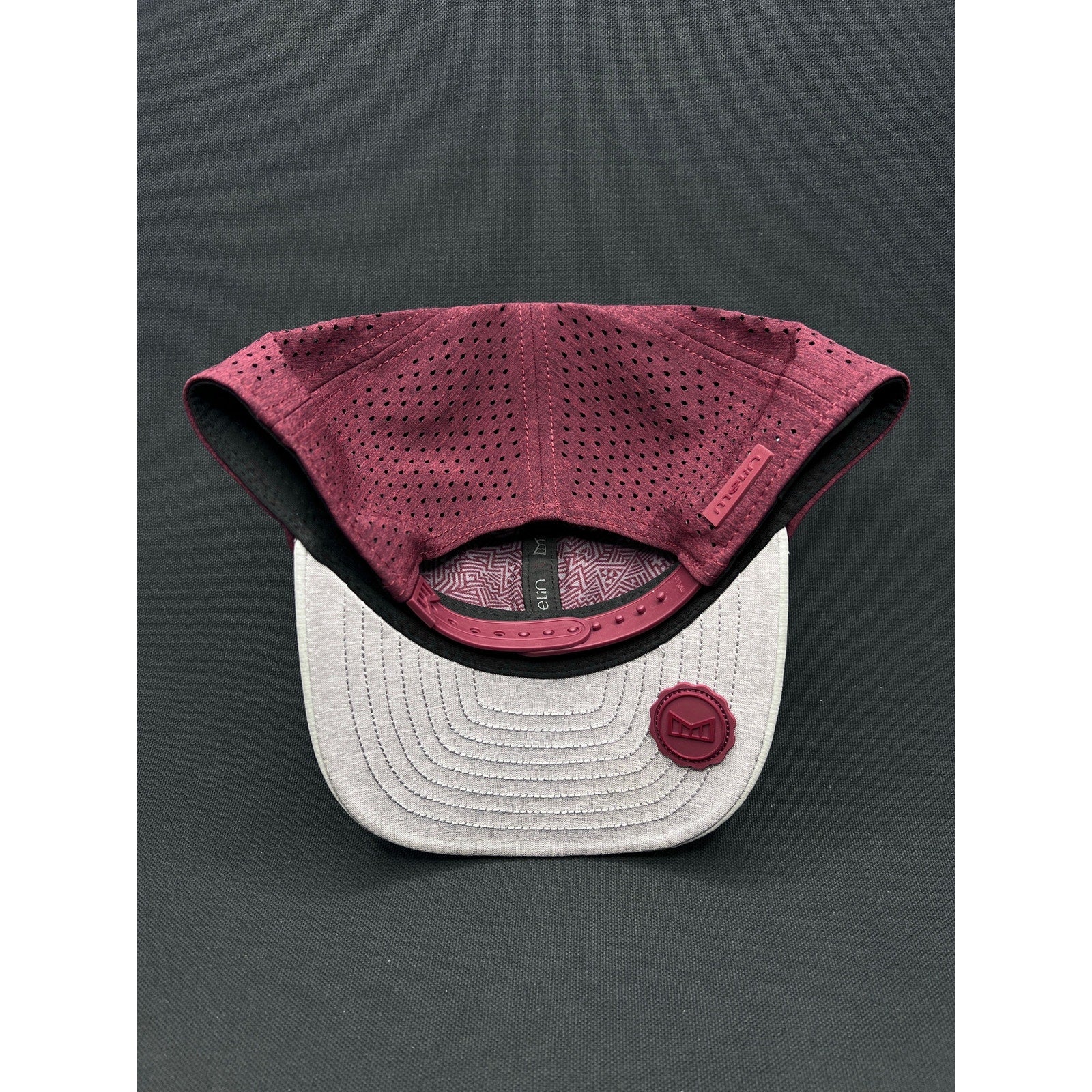 Melin A-Game Hydro Performance Hat – Grey & Maroon Water-Resistant Snapback (Designed in California)
