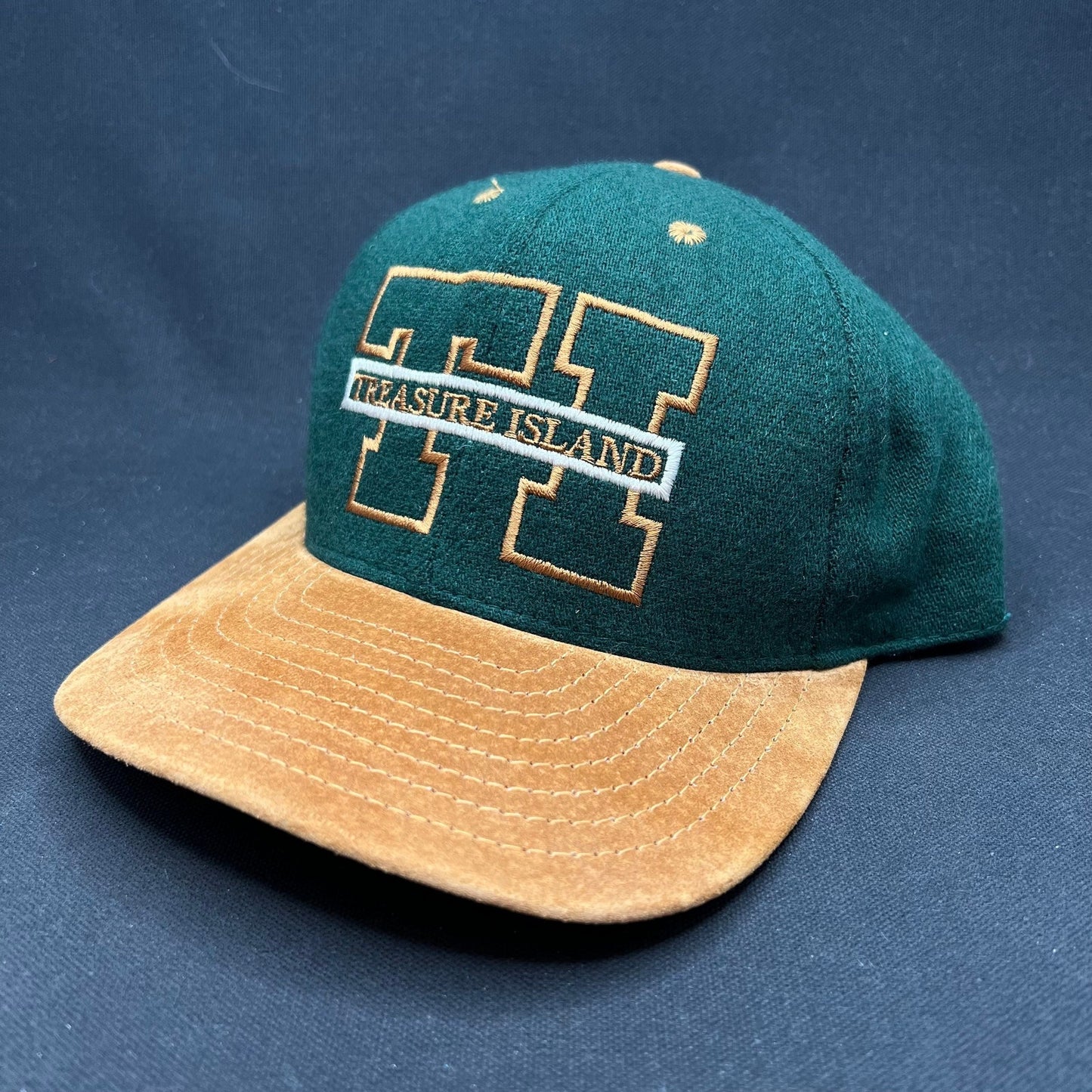 Vintage Treasure Island Las Vegas Snapback Hat Suede Brim
