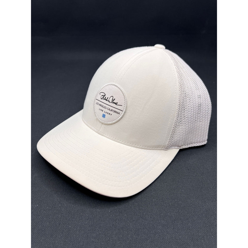 Rare Black Clover Sample Not for Sale Trucker Hat Live Lucky White