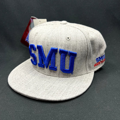 SMU Mustangs Heather Gray Fitted Hat 7 5/8 NCAA W Republic