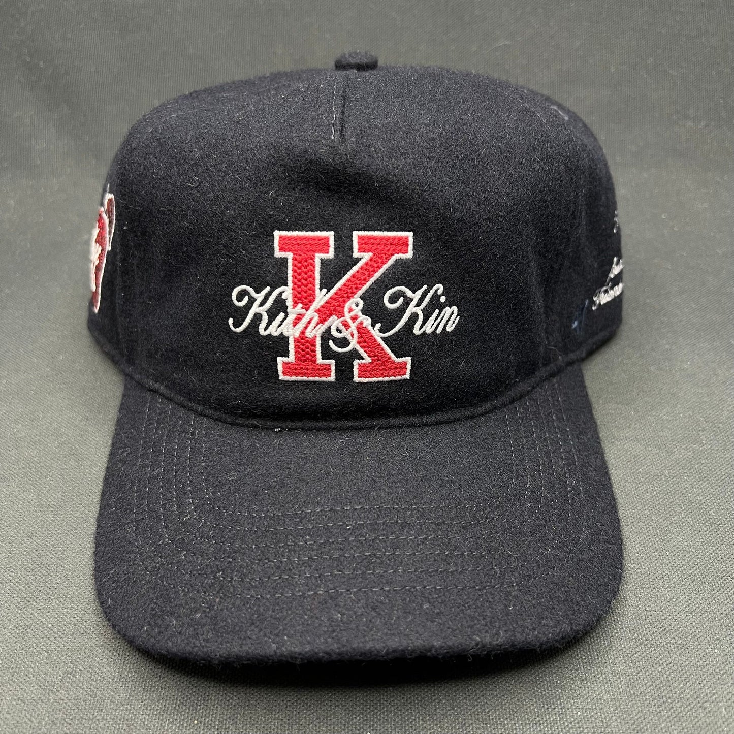 Kith x KidSuper “Kith & Kin” Wool Snapback Hat Black Script Logo